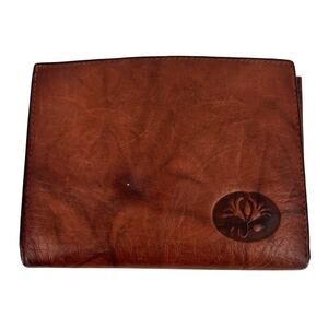 Buxton Leather Wallet Brown Top Grain Cowhide ID Credit Card Kiss Lock Coin